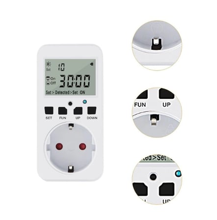 WellHise TM08 Hassasiyet Ayarlı Fotoselli Priz - Geri Sayımlı Işık Sensörü 16A/3680W