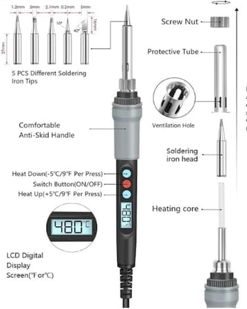 Wellhise S90 90W Isı Ayarlı Dijital Havya Seti / Lehim Kiti