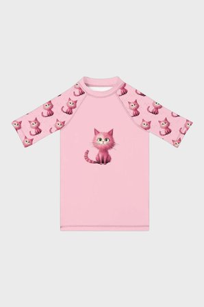 Slipstop Kiki Baskılı Uv Korumalı Kısa Kollu Mayo T Shirt Kız Çocuk T SHİRT ST2612000002 PEMBE