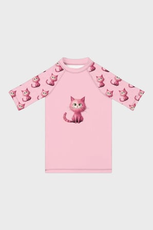 Slipstop Kiki Baskılı Uv Korumalı Kısa Kollu Mayo T Shirt Kız Çocuk T SHİRT ST2612000002 PEMBE
