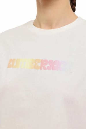 WL 11KEMY Ekru Kadın Kısa Kol T-Shirt
