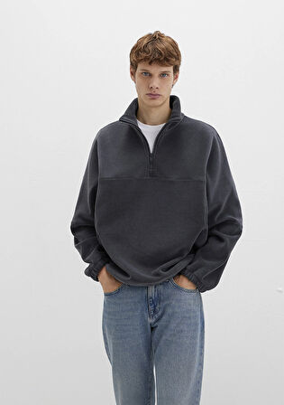 Dik Yaka Antrasit Sherpa Ceket 0110738-80776