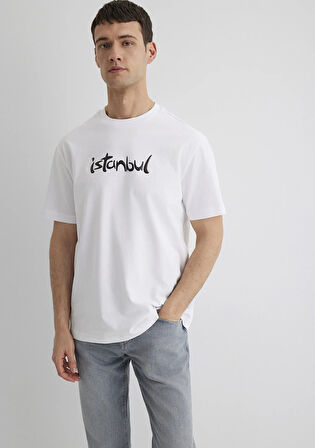İstanbul Baskılı Beyaz Tişört 0613002-620