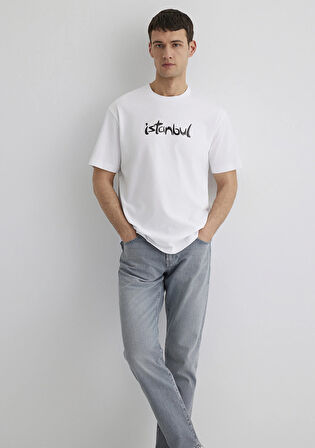 İstanbul Baskılı Beyaz Tişört 0613002-620