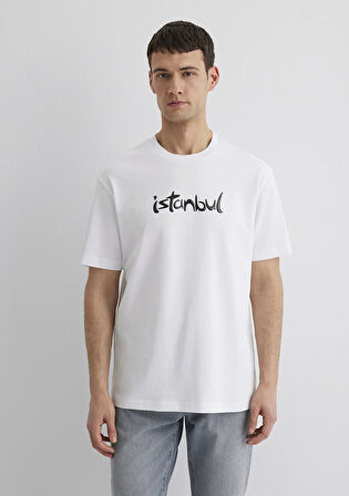 İstanbul Baskılı Beyaz Tişört 0613002-620