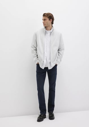 Dik Yaka Fermuarlı Gri Sweatshirt 0S10377-82498