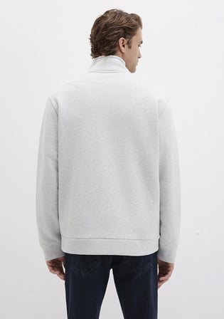 Dik Yaka Fermuarlı Gri Sweatshirt 0S10377-82498