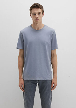 Bisiklet Yaka Mavi Basic Tişört 0612863-86584