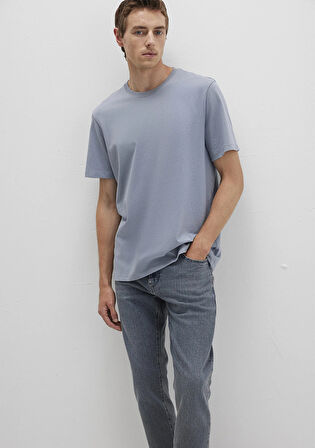 Bisiklet Yaka Mavi Basic Tişört 0612863-86584