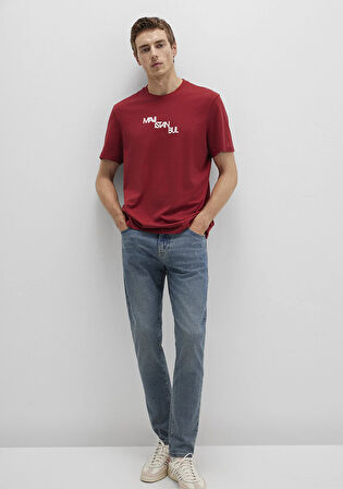 Mavi İstanbul Baskılı Kırmızı Tişört 0612274-89065