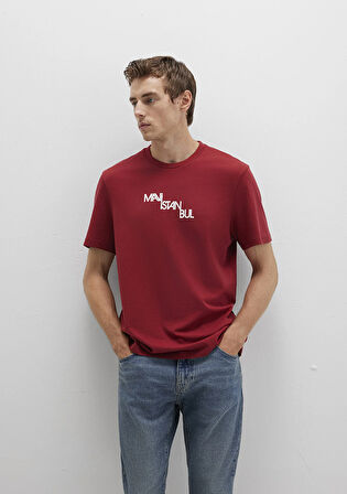 Mavi İstanbul Baskılı Kırmızı Tişört 0612274-89065