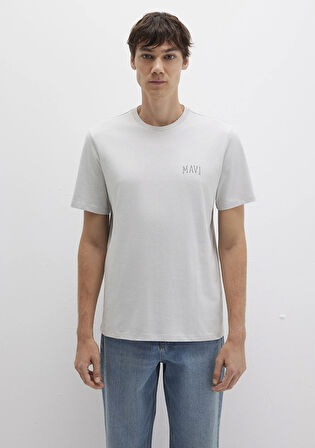 Mavi Logo Baskılı Gri Tişört 0611714-70074