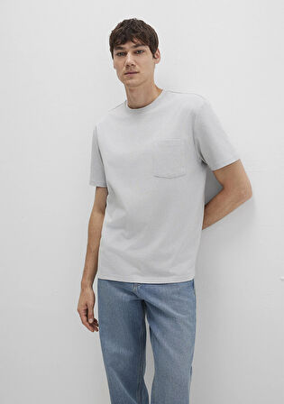 Cep Detaylı Gri Tişört 066248-70075
