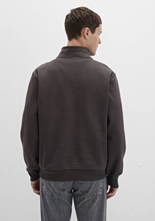 Yarı Fermuarlı Siyah Basic Sweatshirt 0S10278-70219