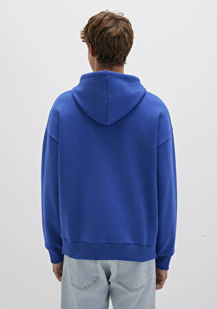 Mavi Logo Baskılı Kapüşonlu Mavi Sweatshirt 067149-70907