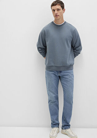 Bisiklet Yaka Lacivert Basic Sweatshirt 0S10276-80889