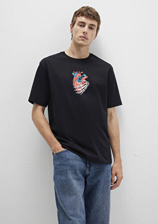 Baskılı Siyah Tişört 0612931-900