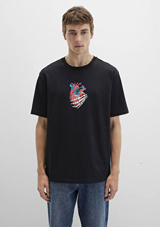 Baskılı Siyah Tişört 0612931-900