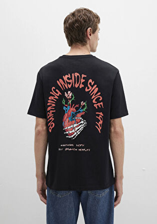 Baskılı Siyah Tişört 0612931-900