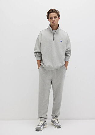 Yarı Fermuarlı Gri Sweatshirt 0S10416-80018