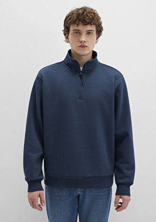 Yarı Fermuarlı Lacivert Basic Sweatshirt 0S10278-70490