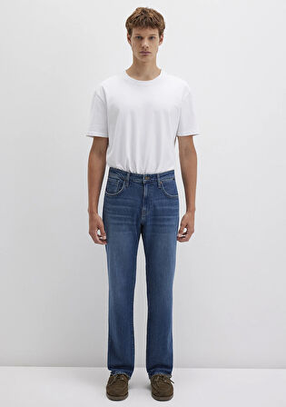 Lisbon Classic Denim Puslu Vintage Koyu Mavi Jean Pantolon 0010039-90818