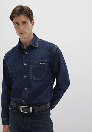 Aidan Mavi Black Vintage Indigo Mavisi Jean Gömlek 0210588-90768