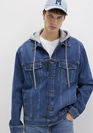 Brandon 90lar Vintage Koyu Mavi Jean Ceket 0112808-90839
