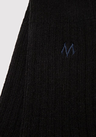 Yün Karışımlı Siyah Bot Çorabı 0911999-900