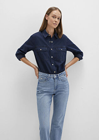 Nia Gold Premium Mürekkep Mavi Jean Gömlek 1211137-90540
