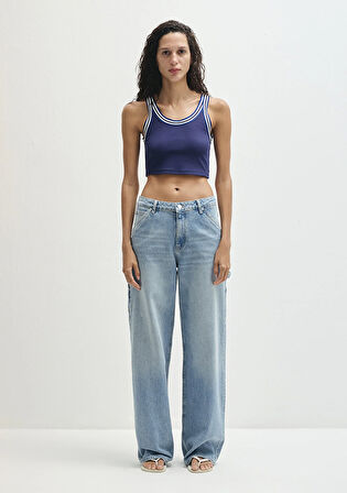 Biye Detaylı Lacivert Crop Atlet 1613435-70495