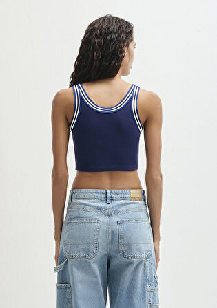 Biye Detaylı Lacivert Crop Atlet 1613435-70495