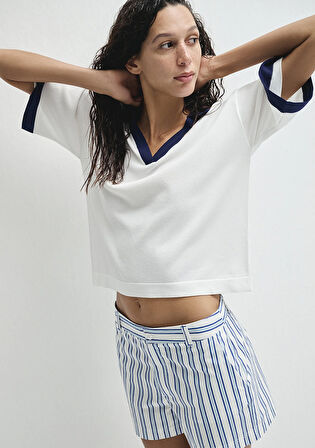 Çizgili Mavi Şort 1410220-83972