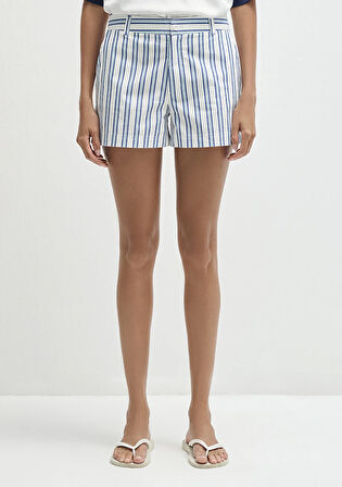 Çizgili Mavi Şort 1410220-83972