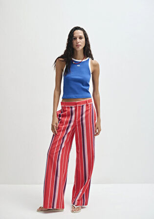 Çizgili Mavi Pantolon 1011051-90772