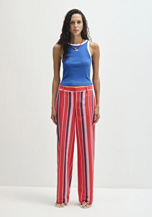 Çizgili Mavi Pantolon 1011051-90772