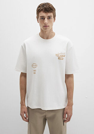 Baskılı Beyaz Tişört 0612913-84001