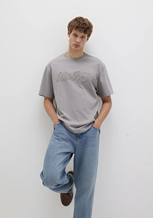 Baskılı Gri Tişört 0612915-70076
