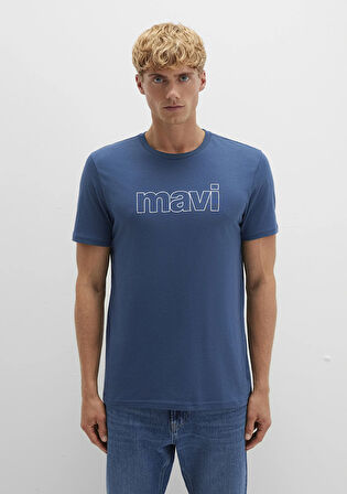 Mavi Logo Baskılı Mavi Tişört 065781-90609