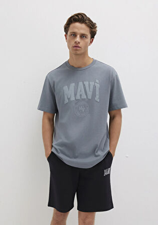 Mavi Baskılı Gri Tişört 0612897-80889