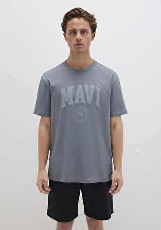 Mavi Baskılı Gri Tişört 0612897-80889