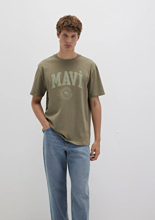 Mavi Baskılı Haki Tişört 0612897-71816