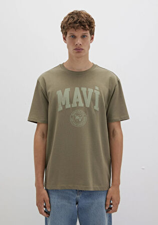 Mavi Baskılı Haki Tişört 0612897-71816