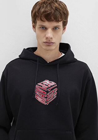 Mavi Baskılı Kapüşonlu Siyah Sweatshirt 0S10397-900