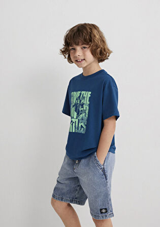 İndigo Turtles Baskılı Mavi Tişört 6610394-89110