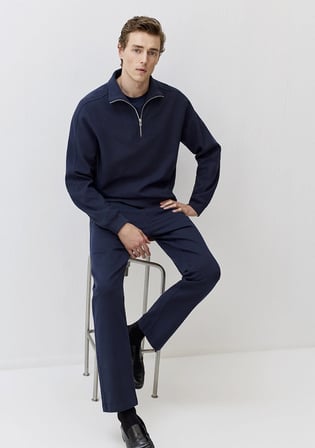 Yarı Fermuarlı Lacivert Sweatshirt 0S10376-70490
