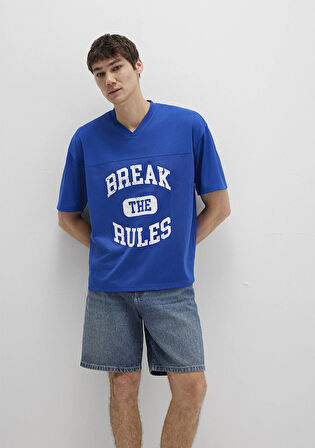 Baskılı Mavi Tişört 0612849-70907