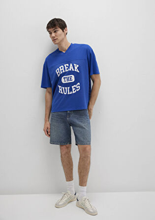 Baskılı Mavi Tişört 0612849-70907