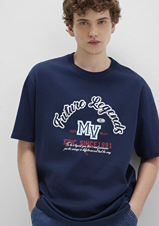 Baskılı Lacivert Tişört 0612850-89353