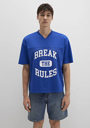 Baskılı Mavi Tişört 0612849-70907